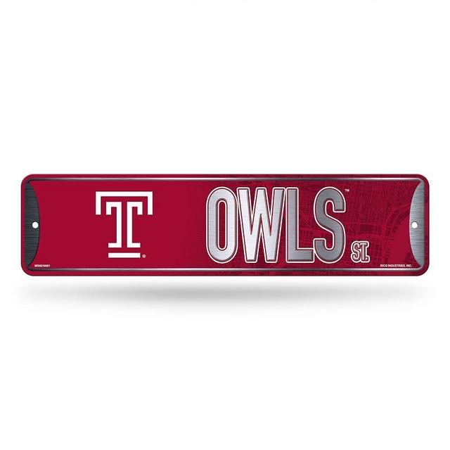 Rico Industries NCAA Temple Owls Metal Street Sign 4" x 15" Home Décor - Bedroom - Office - Man Cave