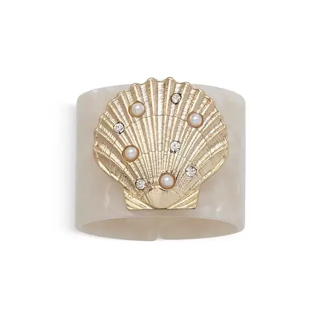 Shell Resin Napkin Rings, Set of 4