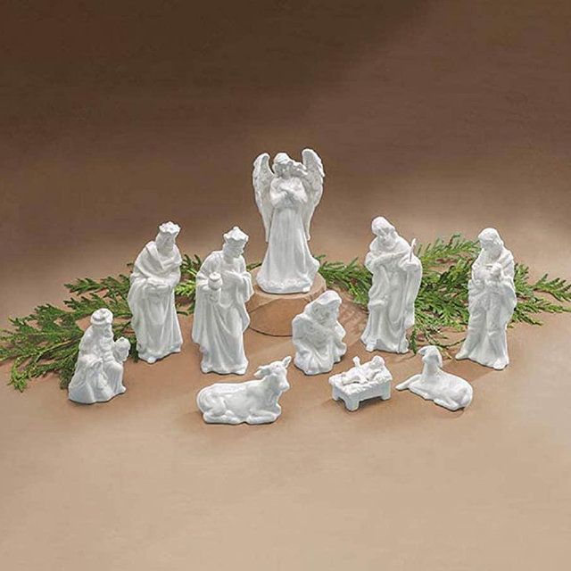 burton+BURTON Porcelain Miniature Nativity Figurine 10 Piece, White
