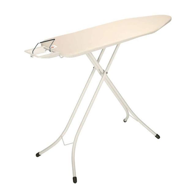 Brabantia Ironing Board B 49 x 15 In with Steam Iron Rest, Ecru Cream Cover and White Frame 347764 - The Home Depot