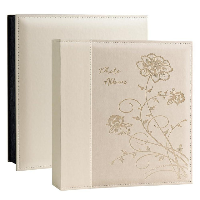 Artmag Photo Picutre Album 4x6 600 Photos, Extra Large Capacity Leather Cover Wedding Family Photo Albums Holds 600 Horizontal and Vertical 4x6 Photos with Black Pages(Beige)