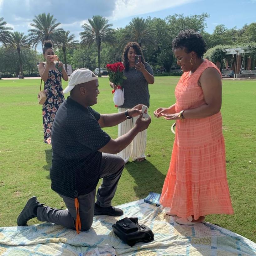 He said "Will you marry me" 
She said "Thank you"