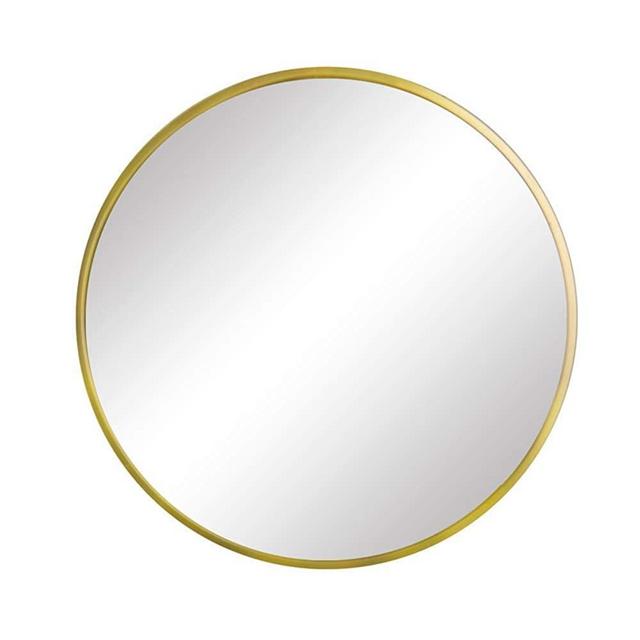 FANYUSHOW Nordic Round Mirror, Bathroom Round Mirror, Wall-Mounted Bathroom Mirror, 15.7''Modern Brushed Gold Metal Frame, Suitable for Wall Hanging Decoration, Dressing Table, Living Room, Bedroom