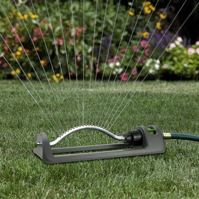 Lawn Sprinkler, Oscillating Sprinkler with 18 Hole Brass Nozzles, Water Sprinkler for Lawn Covers up to 3,600 sq.ft, includes Spray Jet Cleaning Needle, Grey