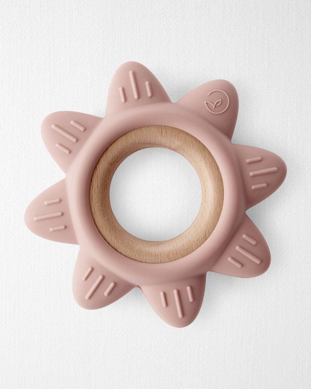 Baby Little Planet Silicone and Wood Teether - Pink