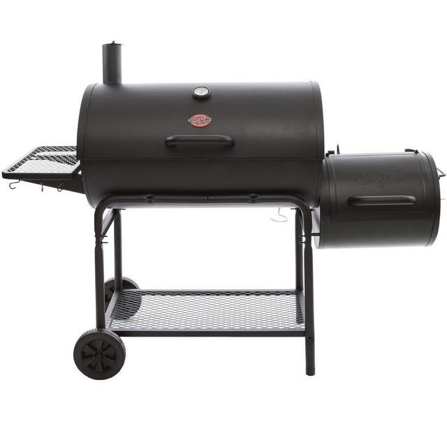 Smokin' Champ Charcoal Grill Horizontal Smoker in Black