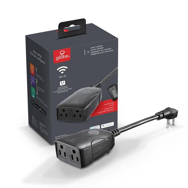 Smart Black Wi-Fi Enabled Voice Activated 2-Outlet Outdoor Plug