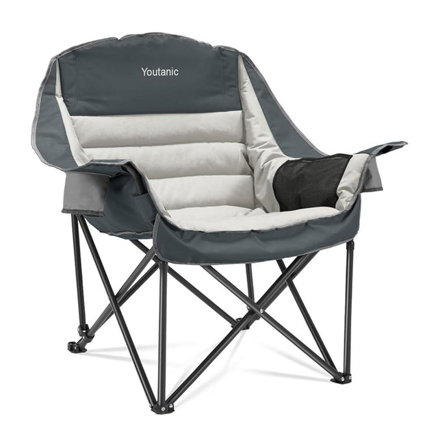 Youtanic Oversized Camping Chair, Portable Folding Camping Chairs with Side Pocket, Cup Holder and Carry Bag, Heavy Duty Outdoor Camping Chairs for Adults, Fishing, Sports, Trip, up to 400lbs, Style 8