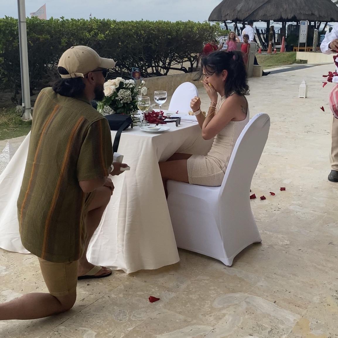 The moment Ricky got down on one knee!