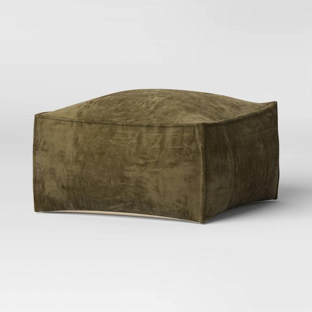 Costa Velvet Cocktail Pouf Olive Green - Threshold™