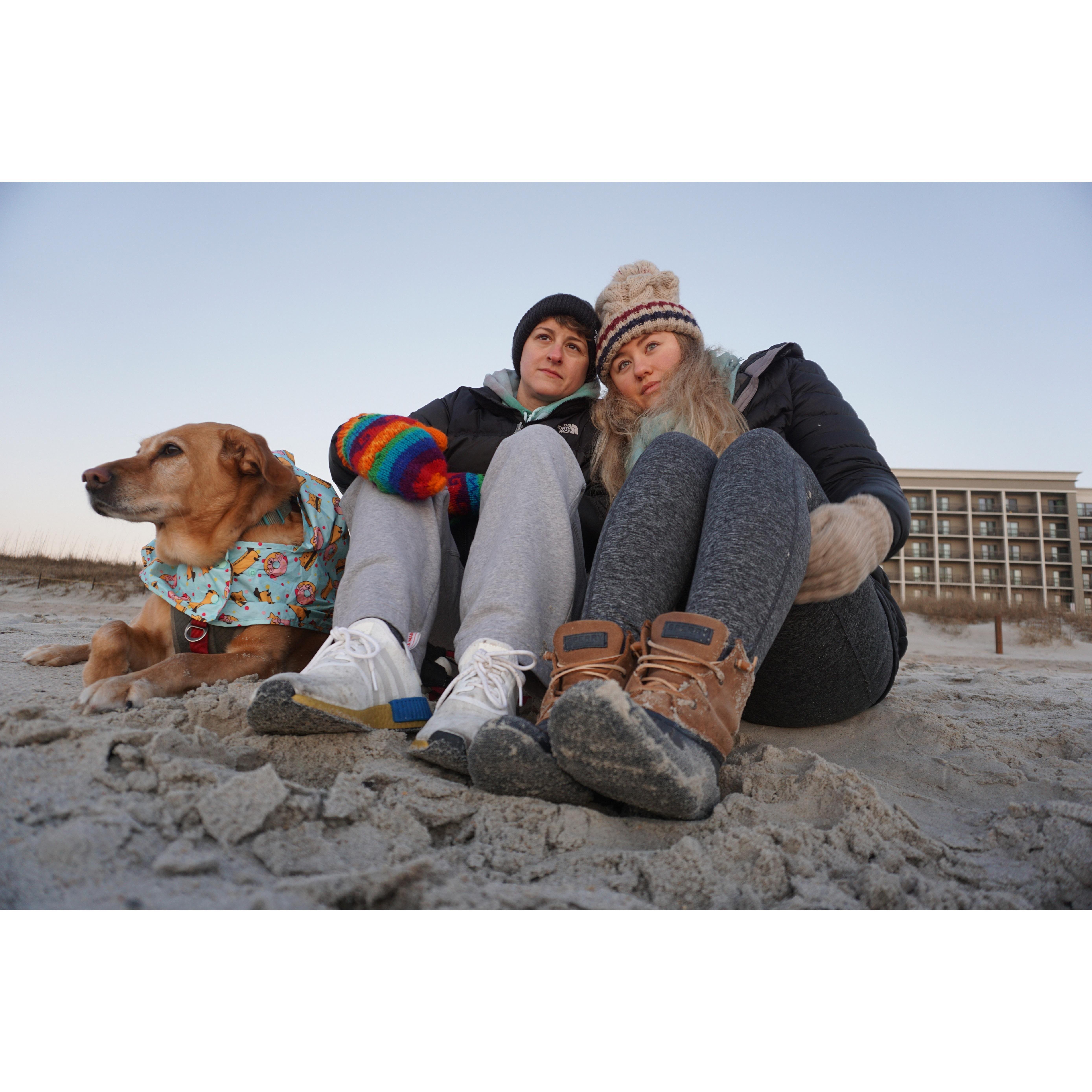 Sunrise in Carolina Beach, NC with Nala