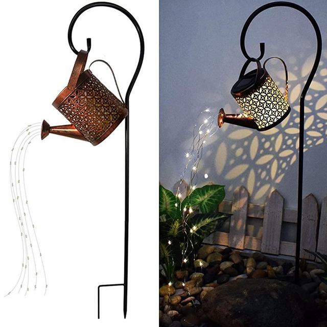 Solar Lanterns Outdoor Waterproof,Metal Watering Can Sun Lamp Led Garden Decor Outside,Hanging Solar Lights,Outdoor Patio Decor,Yard Decor,with Hook,Merrytech（Large）