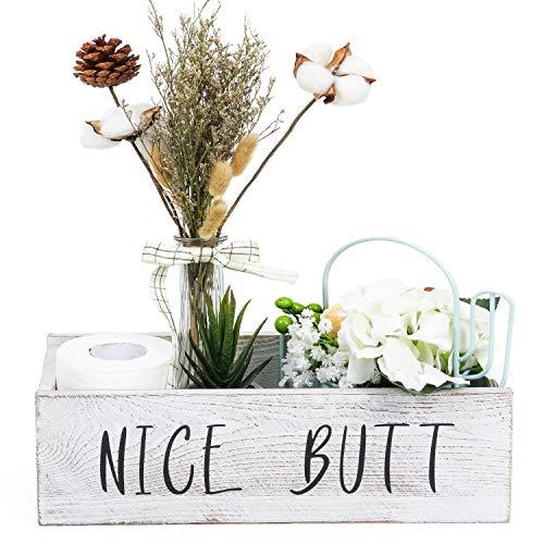 TIMEYARD Nice Butt Bathroom Decor Box - Toilet Paper Holder - Farmhouse Rustic Wood Crate Home Decor