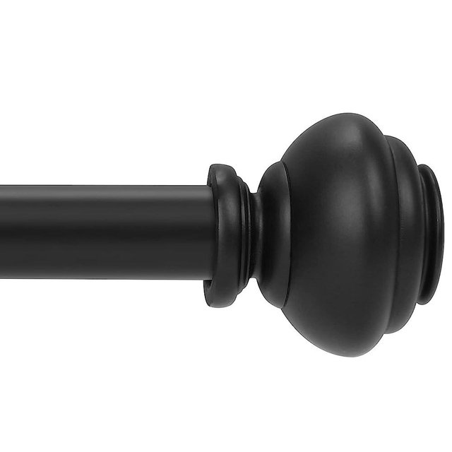 MERJULAN Curtain Rods for windows,1" Diameter Curtain Rod, 32-144" Standard Decorative Window Curtain Rod Set with Brackets for bathroom Kitchen Bedroom Window, Black