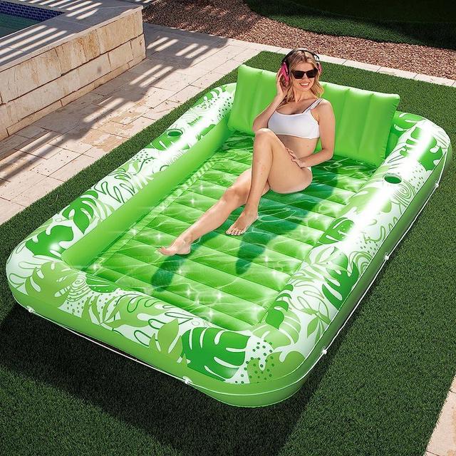 Sloosh XL Inflatable Tanning Pool Lounger Float for Adults, 85" x 57" Extra Large Suntan Tub Pool Floats Sun Tan Tub Ice Bath Tub Tanning Bed Blow up Pool Raft Lounge Floatie