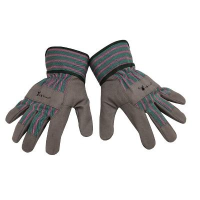 Synthetic Leather Kids' Garden Gloves Gray L - Justforkids