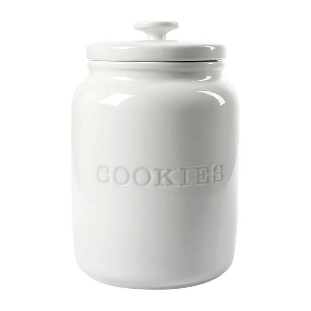 Our Table Simply White 132 Ounce Porcelain Word Cookie Jar With Air Tight Lid