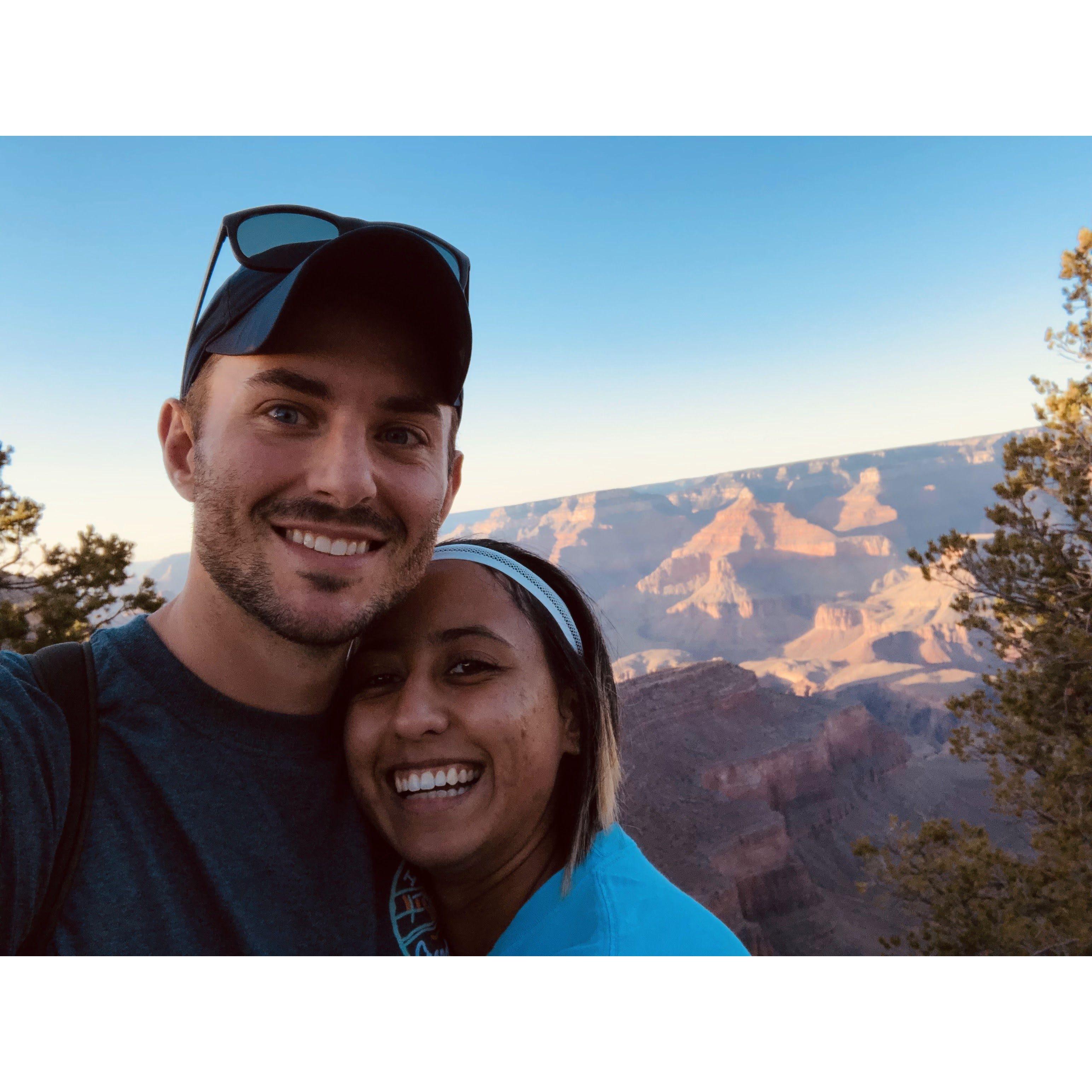 Grand Canyon behind us in our trip to Arizona, October 2020