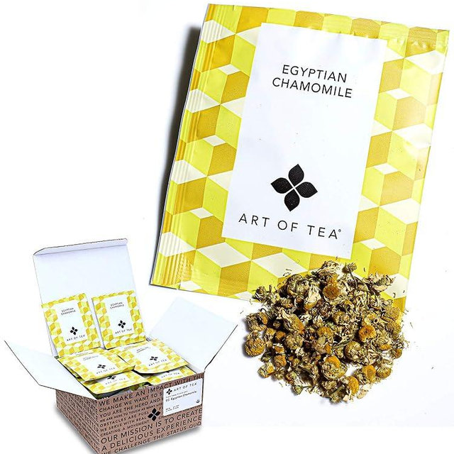 Art of Tea | Organic Egyptian Chamomile Tea Bags - Caffeine Free Herbal Teas | 50 Eco Friendly Pyramid Tea Bag Sachets | Chamomile Tea Organic Naturally Decaf Tea bags