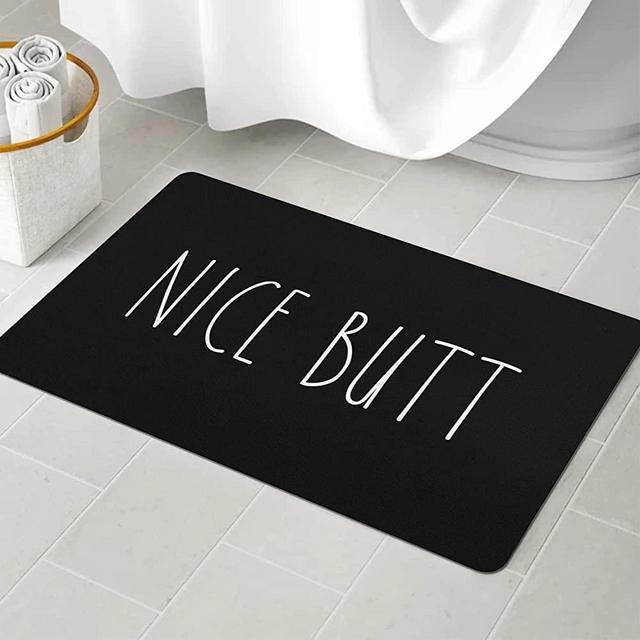 Diatomaceous Earth Bath Mat, Super Absorbent Quick Dry Bath Mats for Bathroom Non Slip Black Fun Bathroom Rug, Ultra Thin Bathroom Rugs Fit Under Door 17" X 27"