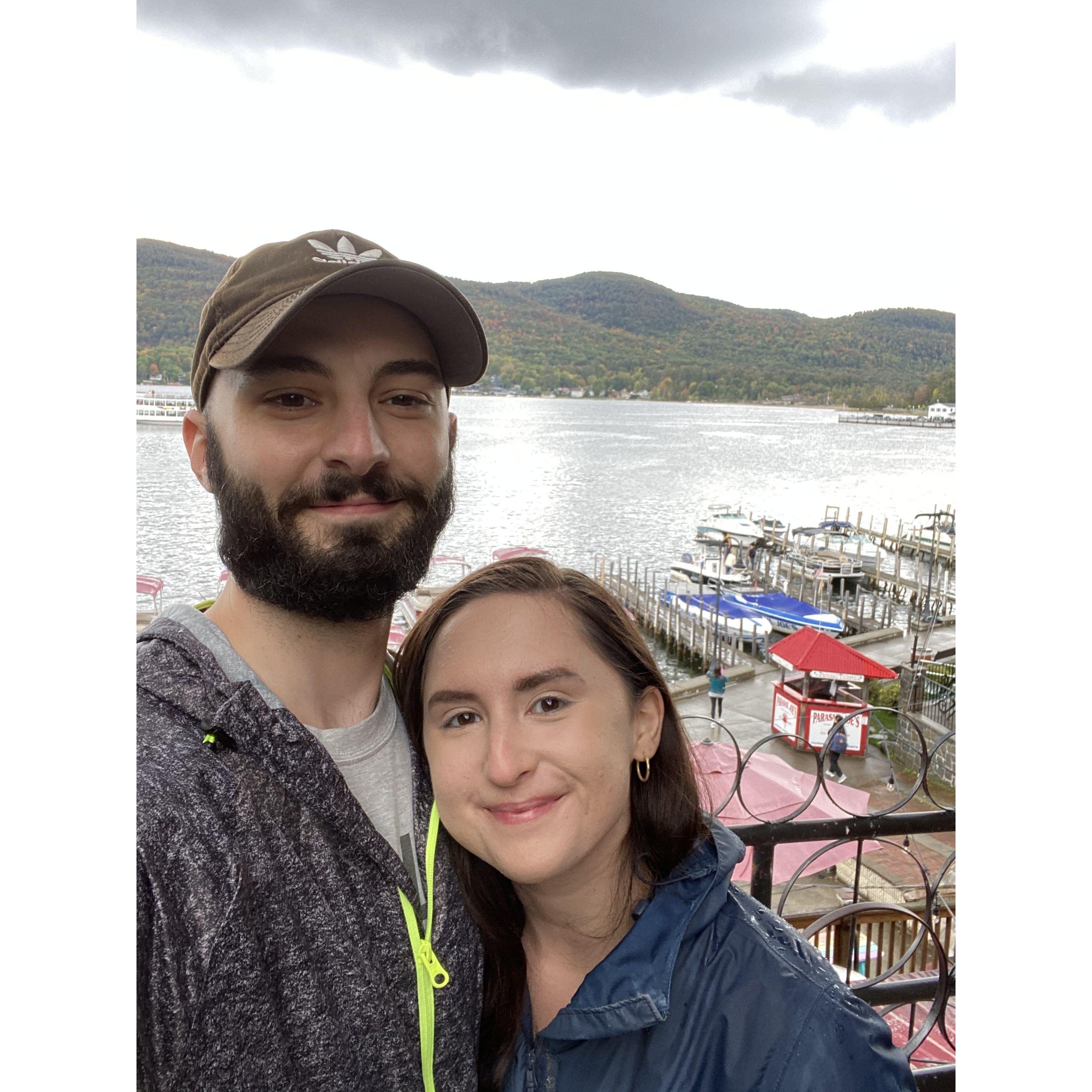 Our first photo as a couple, on a trip to Lake George!