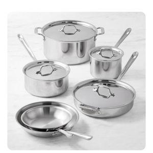 All-Clad D3® Tri-Ply Stainless-Steel 10-Piece Cookware Set w/ 3-Qt. Saucepan