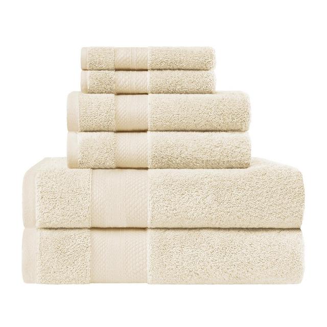 Premium Cotton Solid Plush Heavyweight Luxury 6-Piece Towel Set, Ivory - Blue Nile Mills