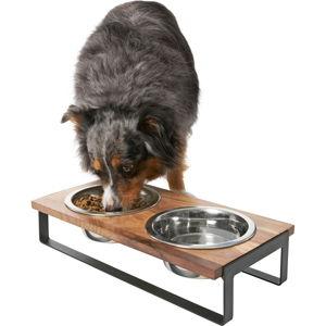 Frisco Wooden Bars Dog & Cat Double Bowl Diner: Black, 3 cup size
