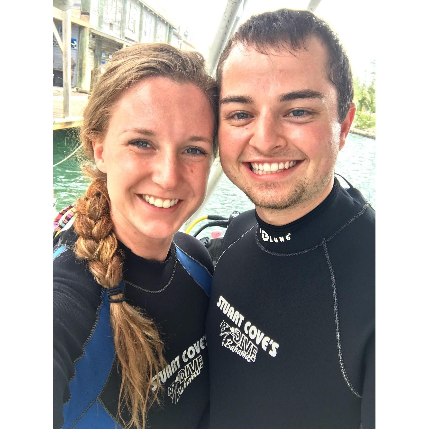 Amanda surprised Eric with a shark scuba dive in the Bahamas for his 26th birthday, October 2017.
