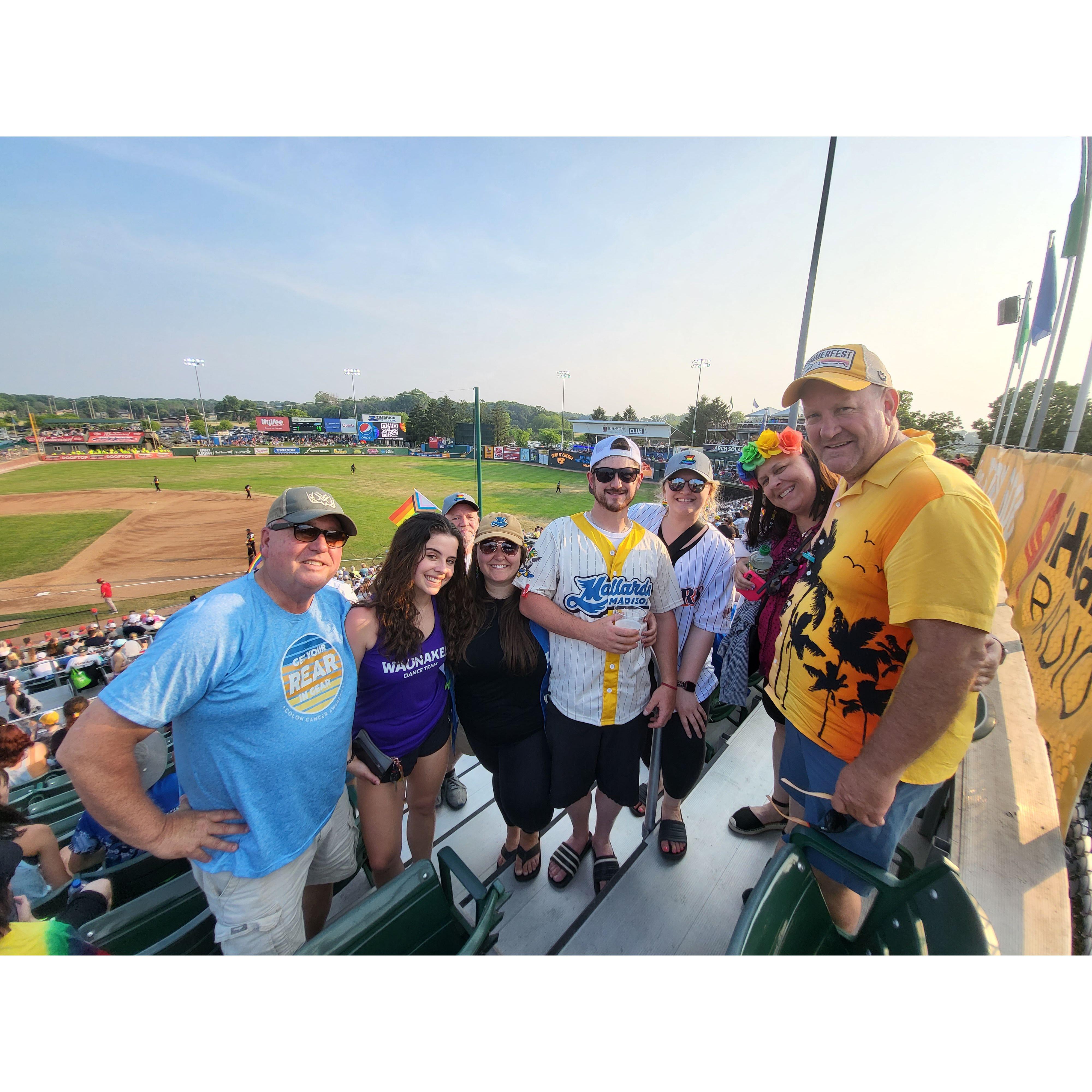 Mallards game with friends, family, and Oxford Elementary crew