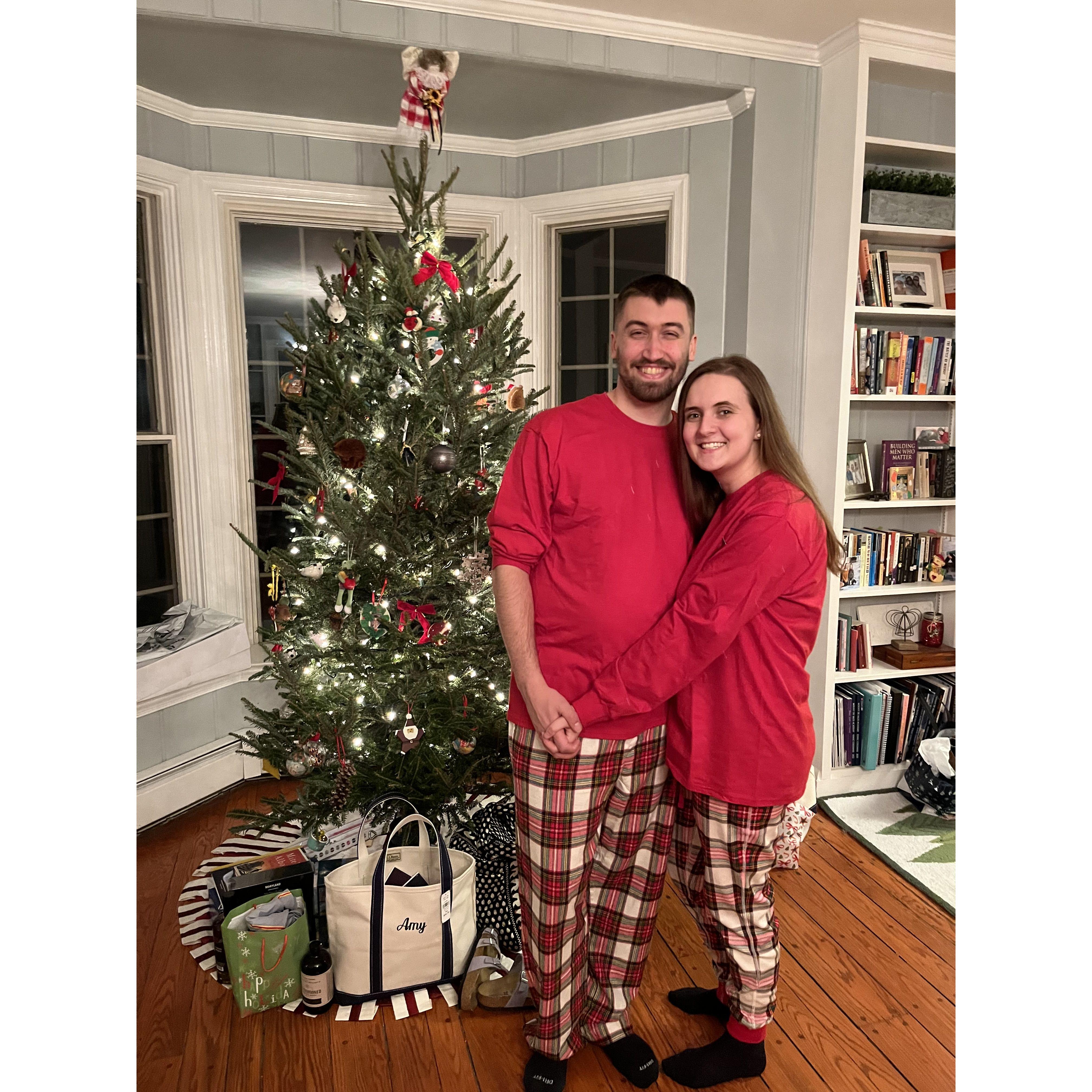 Our first Christmas together complete with matching PJ's