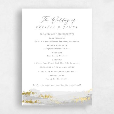 Gray, Grey Wedding Program - Ione Foil