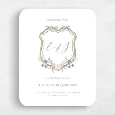 Green Rounded Wedding Save the Date - Wilbur Stamp