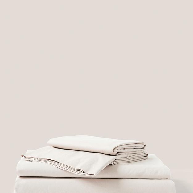 PACT Home Bone Organic Cool-Air Percale Sheet Set TW
