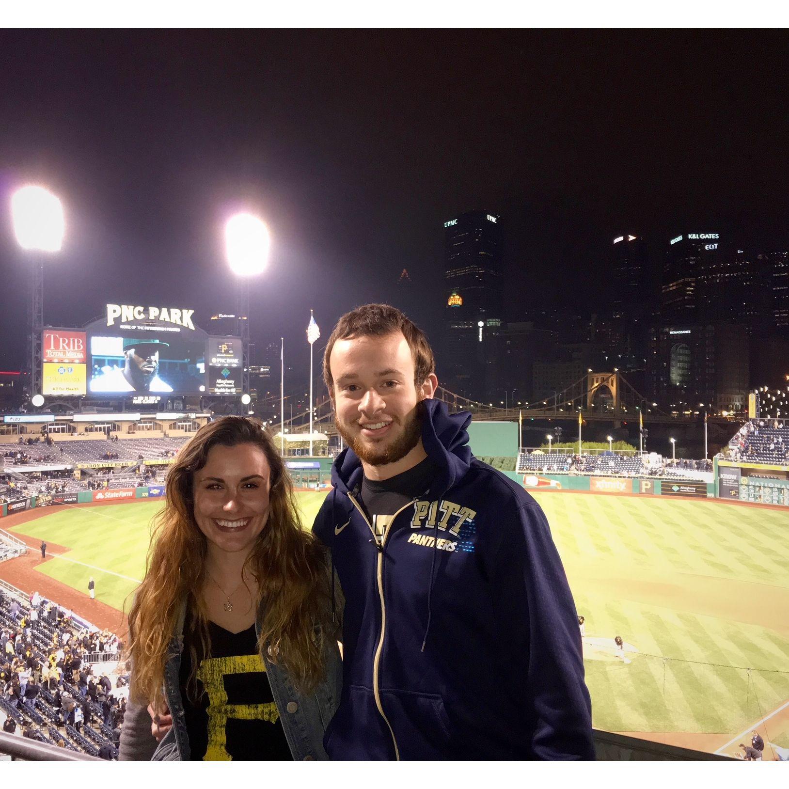 Our first Pirates game together; also the night where Emily met Chris' parents. Raise the Jolly Roger!