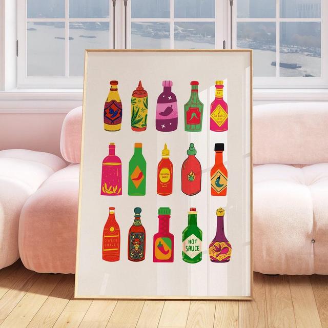 Hot Sauce Art, Digital Download,Kitchen Wall Art Print,Digital Food Art Print,Trendy Wall Art Print,Kitchen Printables, Kitchen Wall Decor