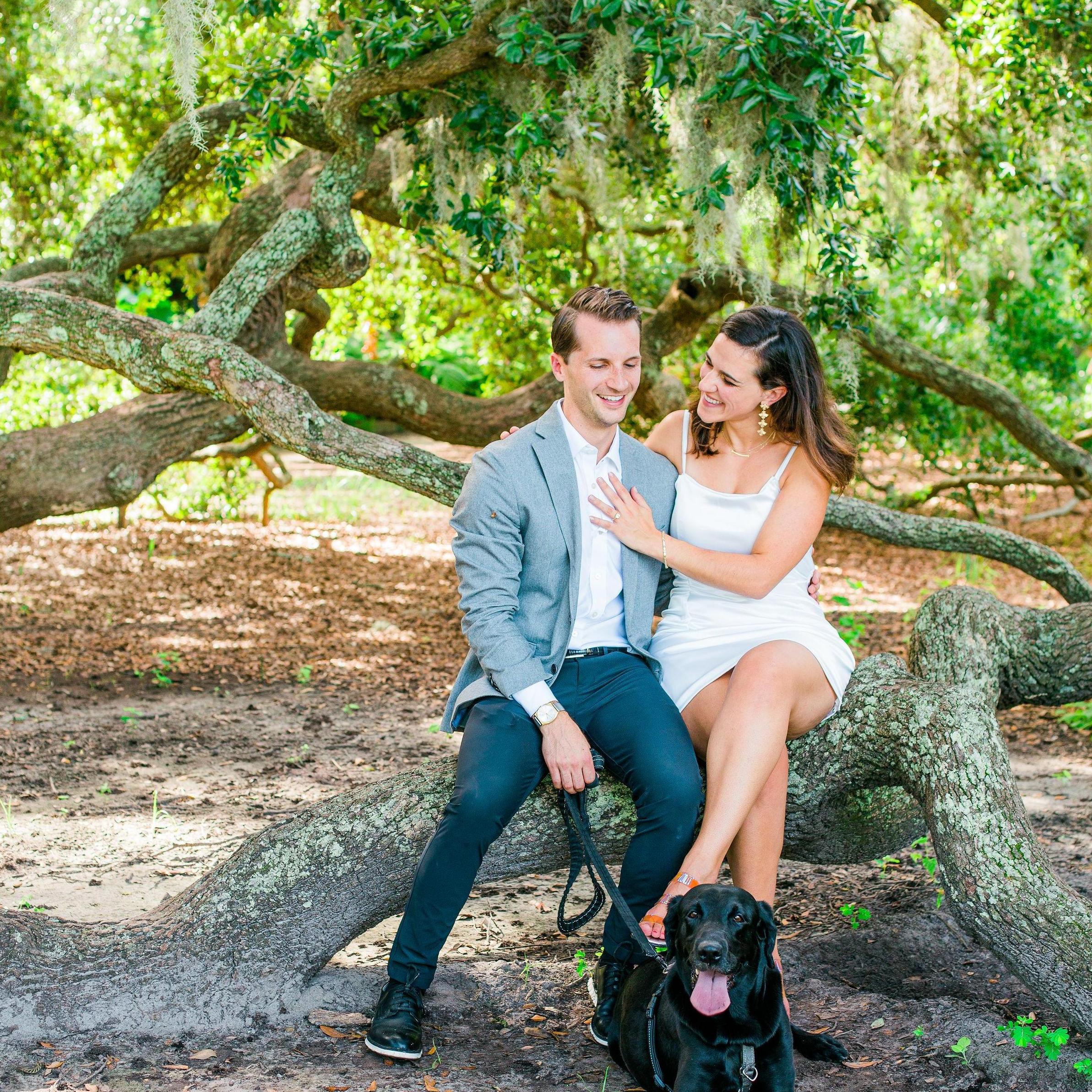Engagement photos at Hampton Park in downtown Charleston