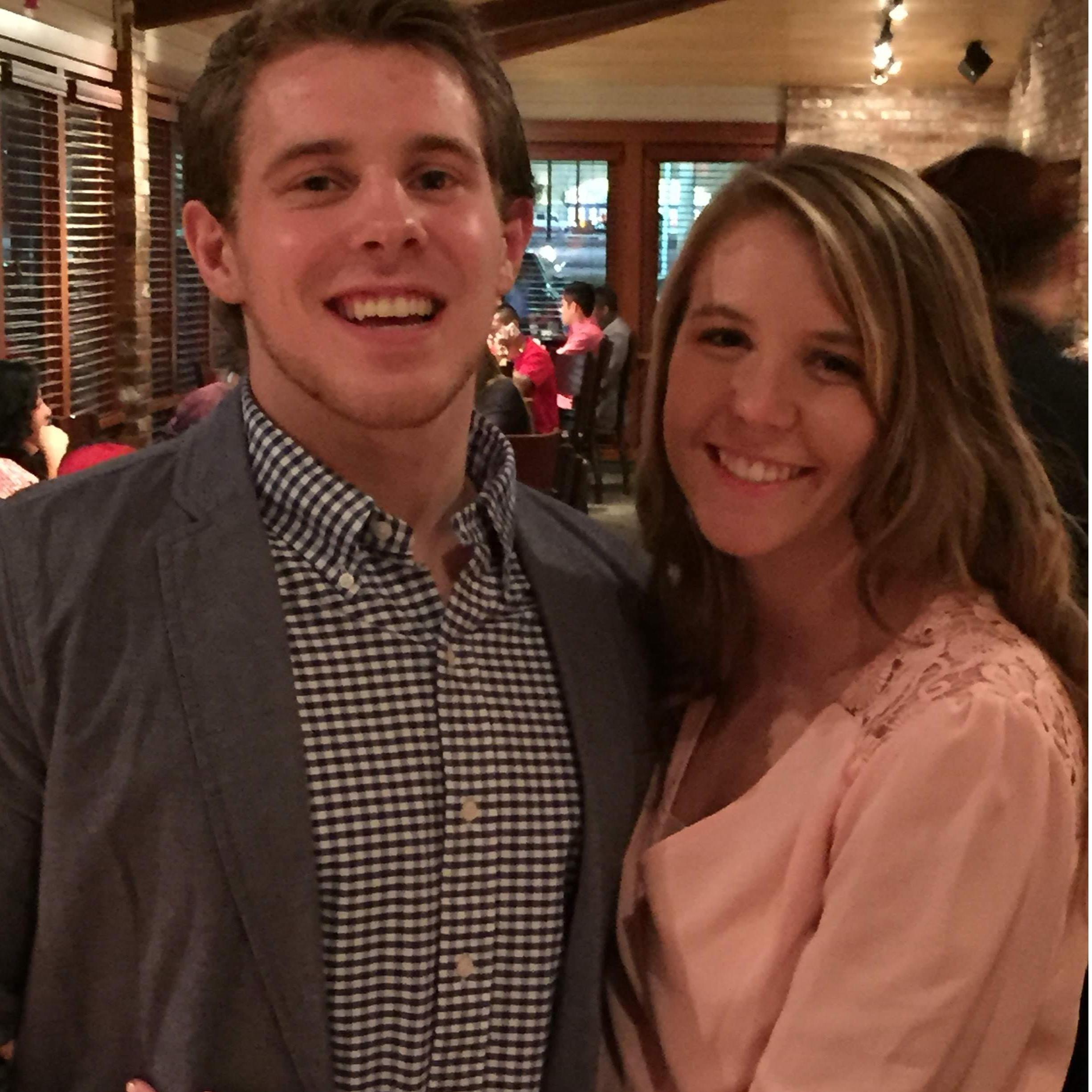 Our waiter at Cheddar's took this photo of us on Valentine's Day in 2015, our first of many dates.