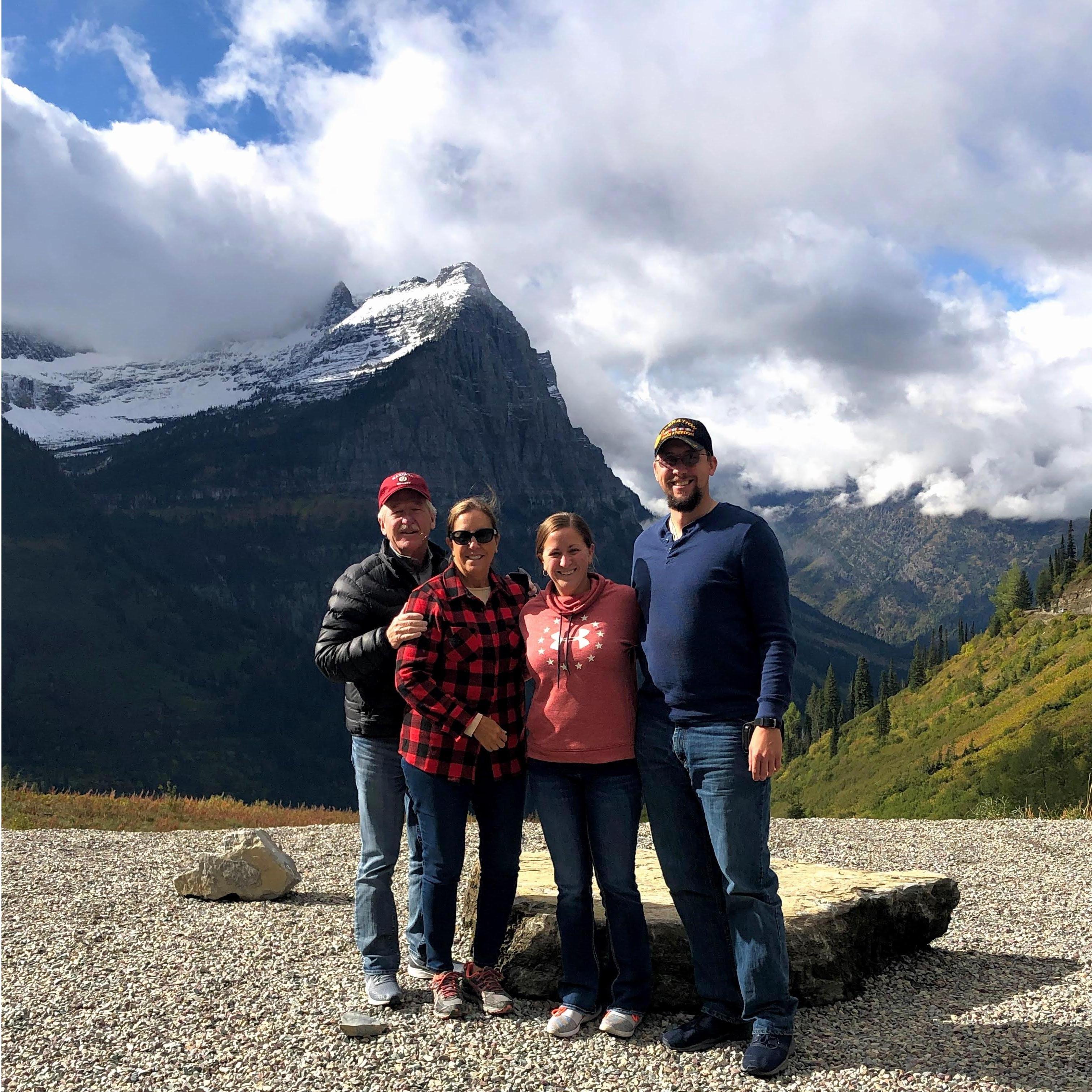 Kurt & Jackie with Jackie's parents in Glacier National Park