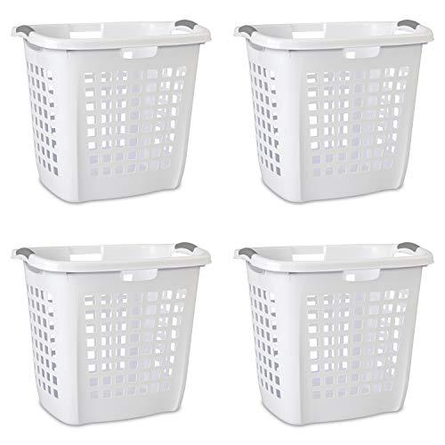 Sterilite 12258004 Ultra Easy Carry Hamper, White Hamper w/ Titanium Inserts, 4-Pack