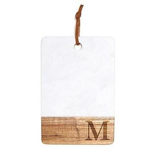 Artisanal Kitchen Supply® Monogram Letter "M" Marble and Acacia Wood Paddle Board