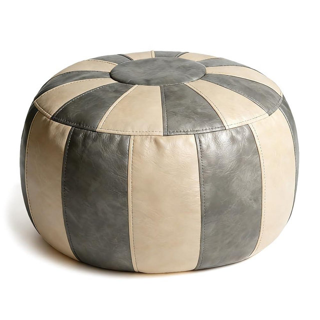 Thgonwid Unstuffed Moroccan Ottoman Pouf Cover, Ottoman Footstool Storage Solution, Bean Bag Chair, Foot Rest, Gray & Mushroom