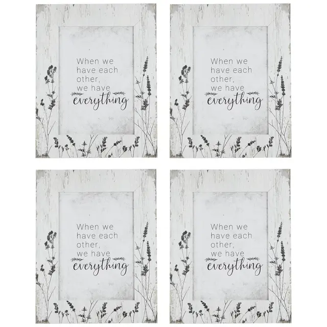 Northlight Weathered Floral Picture Frames for 5" x 7" Photo - White - Set of 4