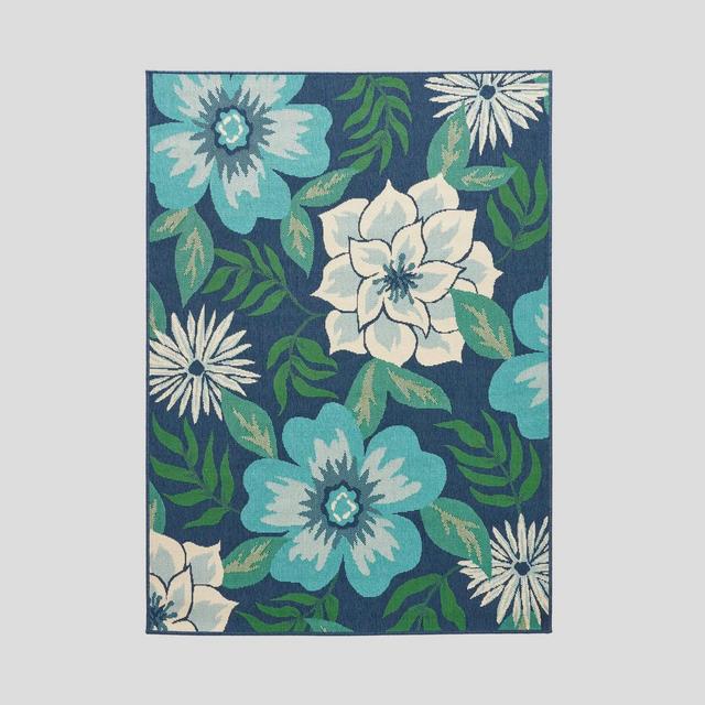 5'3" x 7' Meza Floral Outdoor Rug Blue/Green - Christopher Knight Home