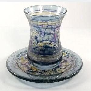 Glass Kiddush Cup - Blue Color - Chen Glass