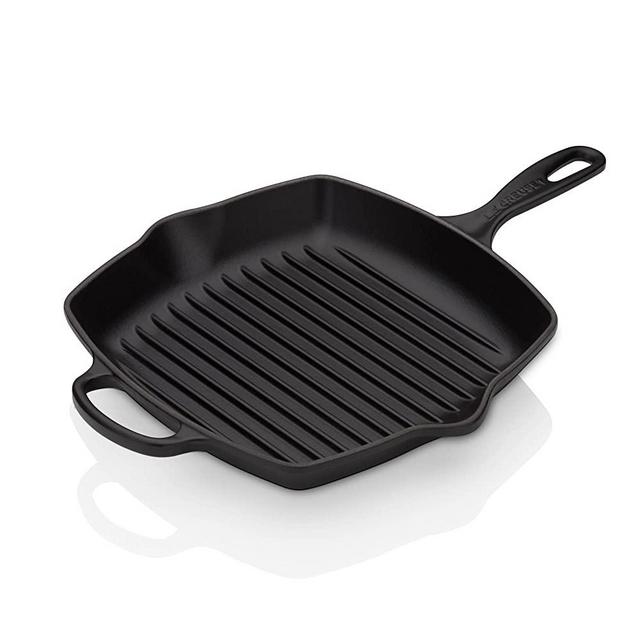 Le Creuset Signature Square Skillet Grill, 10.25", Black