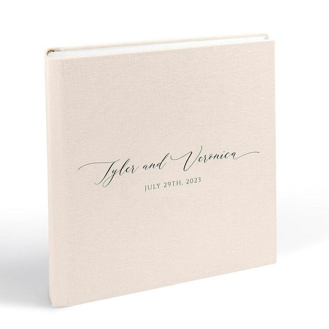 Linen Wedding Photo Album - Modern Wedding Gift | Anniversary Scrapbook Album | Large Traditional Book Bound Photoalbum | Family Travel Photobook