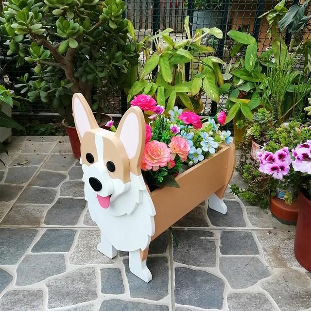 Corgi planter, garden ornament, PVC pet planter, Pembroke Welsh Corgi planter