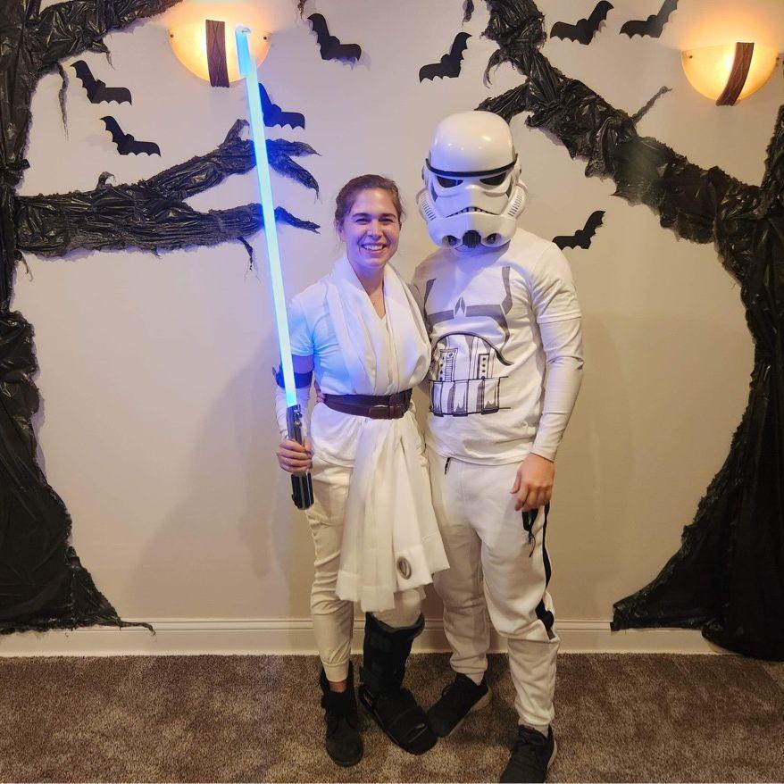 Rey and Storm Trooper Halloween Costumes