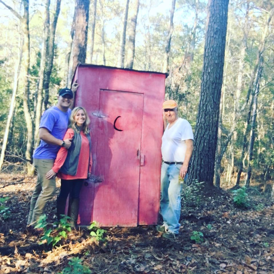Eric and Brit bought Granddaddy an outhouse! He was thrilled!